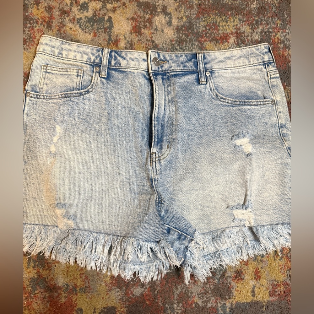 Celebrity Pink Light Blue Distressed Jean Shorts